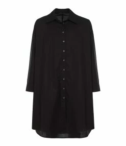 ROBERTO COLLINA Robe Chemise Coton Noir