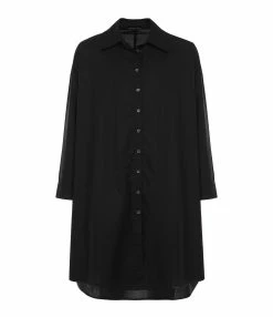 ROBERTO COLLINA Robe Chemise Coton Noir