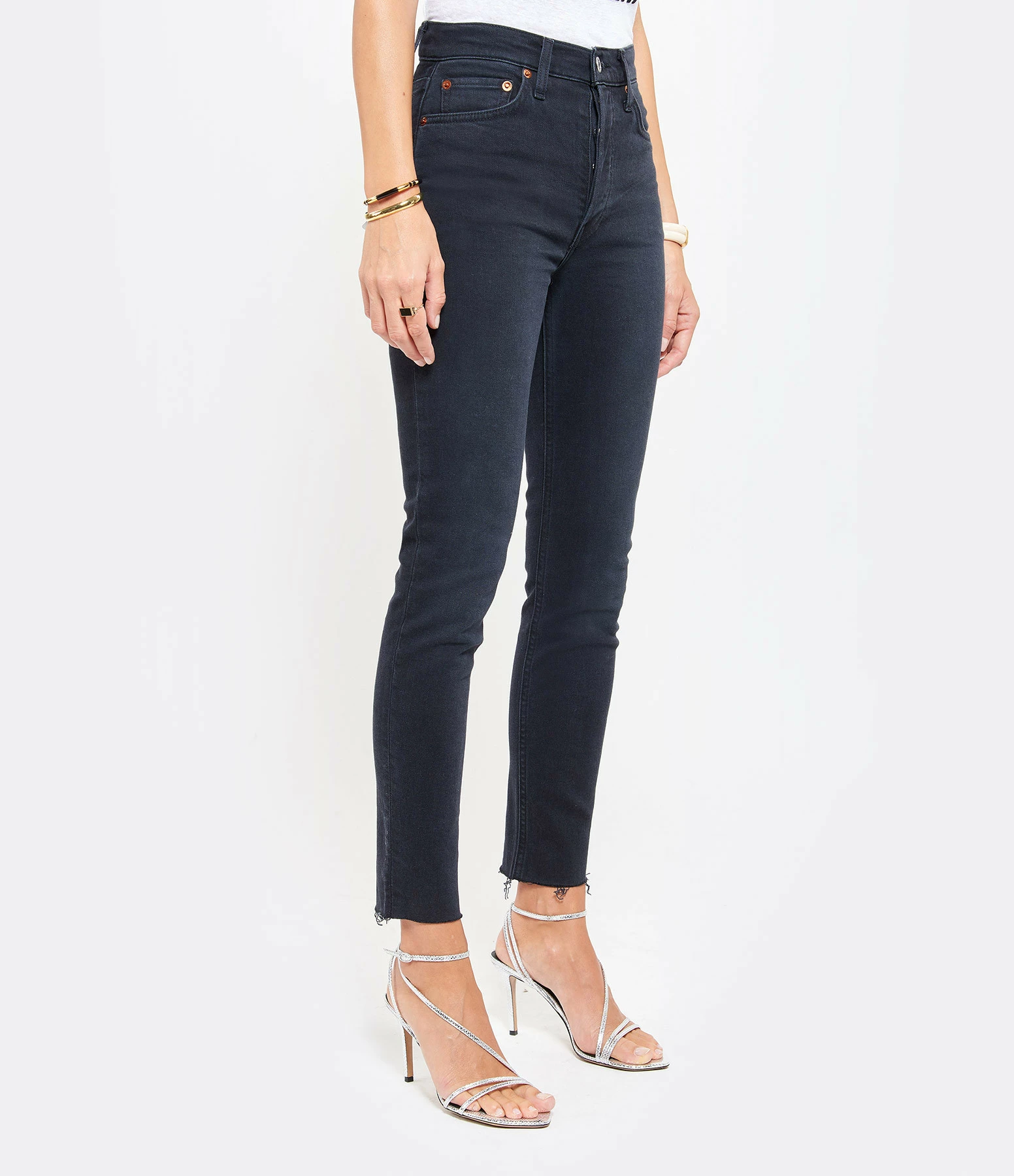 RE/DONE Jean Crop Taille Haute Noir Délavé – Image 5