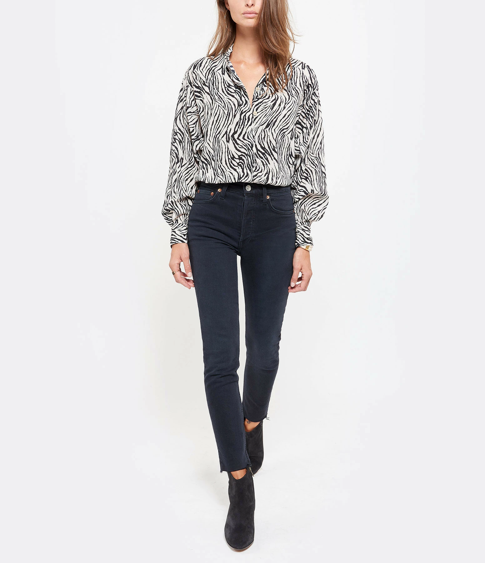 RE/DONE Jean Crop Taille Haute Noir Délavé – Image 4