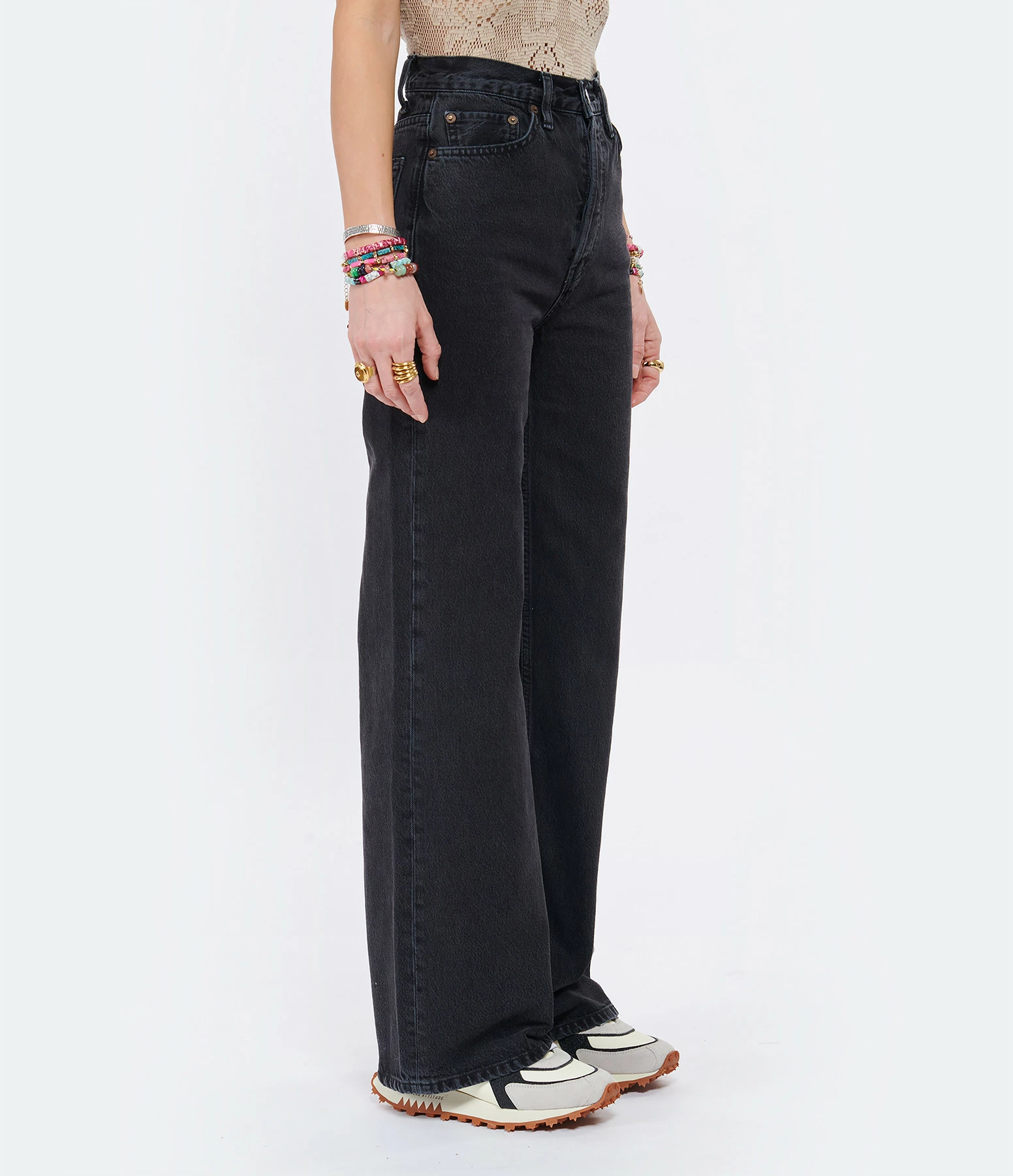 RE/DONE Jean 70s Ultra High Rise Wide Leg Denim Noir – Image 4