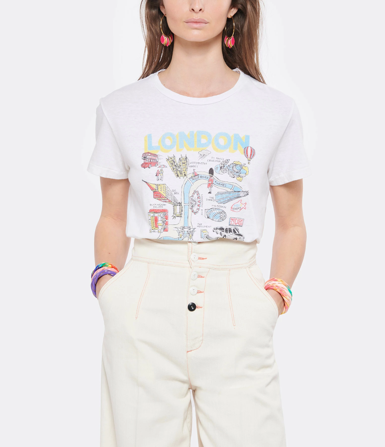 RE/DONE Tee-shirt London Coton Blanc Vintage – Image 2