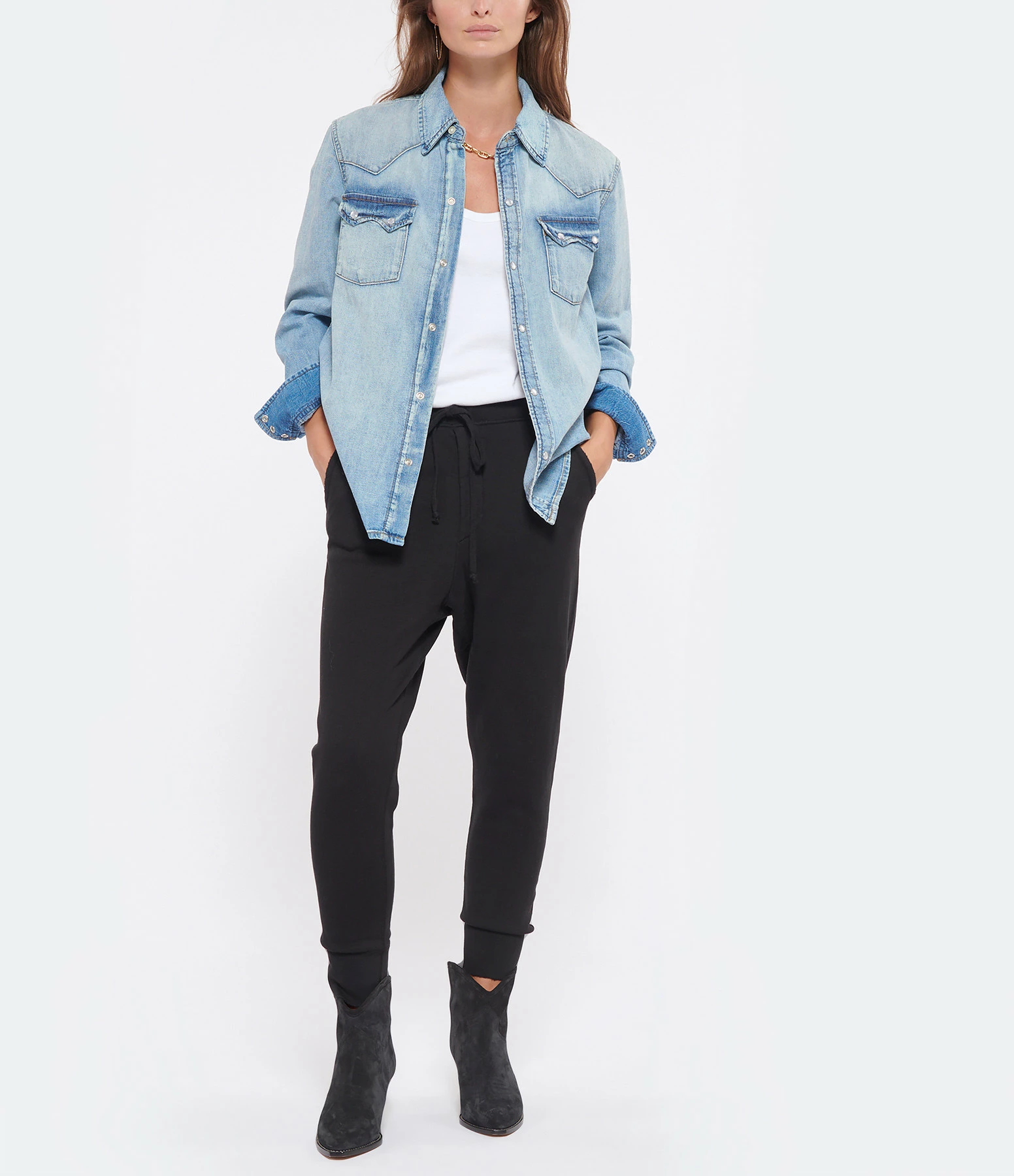 RE/DONE Chemise 50s Sawtooth Western Denim Heritage Light – Image 4