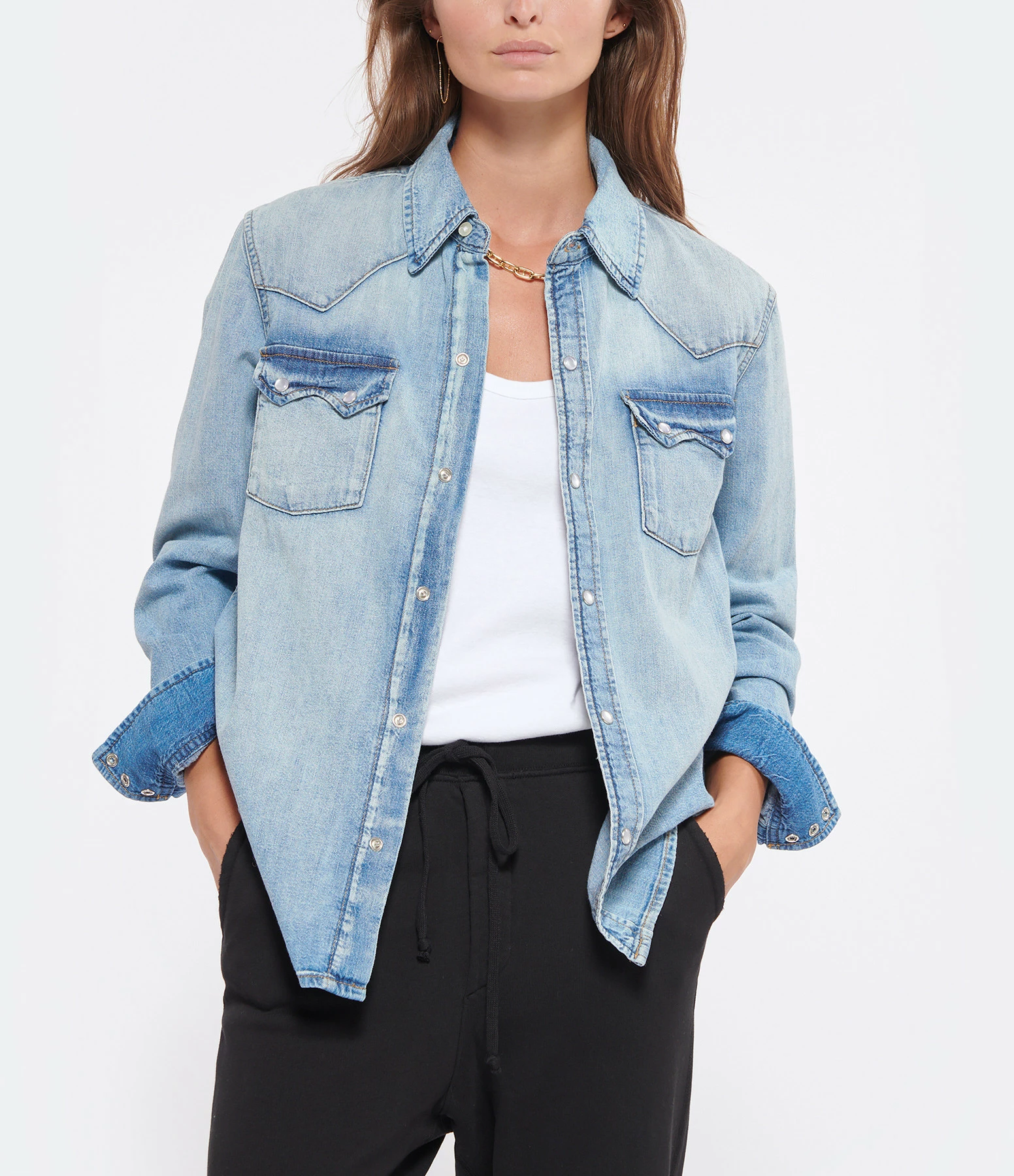 RE/DONE Chemise 50s Sawtooth Western Denim Heritage Light – Image 3