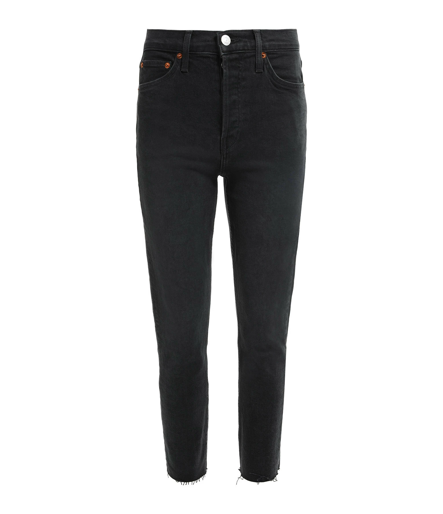 RE/DONE Jean Crop Taille Haute Noir Délavé