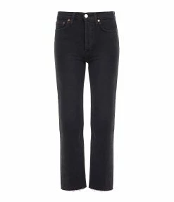 RE/DONE Jean 70s Stove Coton Noir Délavé