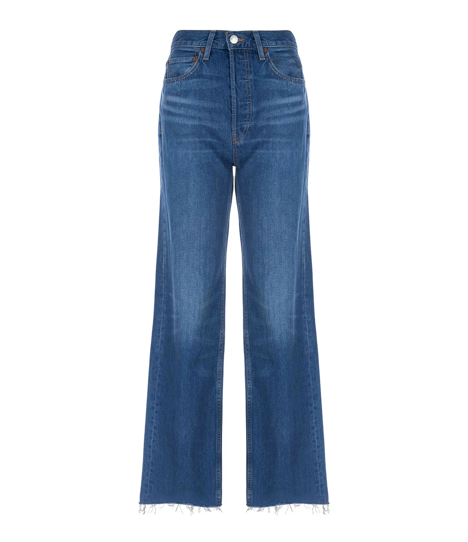 RE/DONE Jean 70s Ultra High Rise Wide Leg Broken Blue