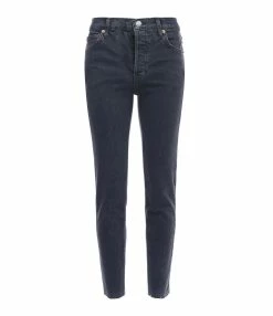 RE/DONE Jean 90s High Rise Ankle Crop Denim Noir