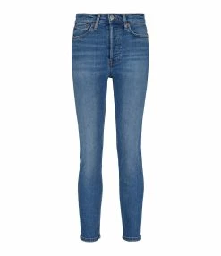 RE/DONE Jean 90s High Rise Ankle Crop Denim Bleu