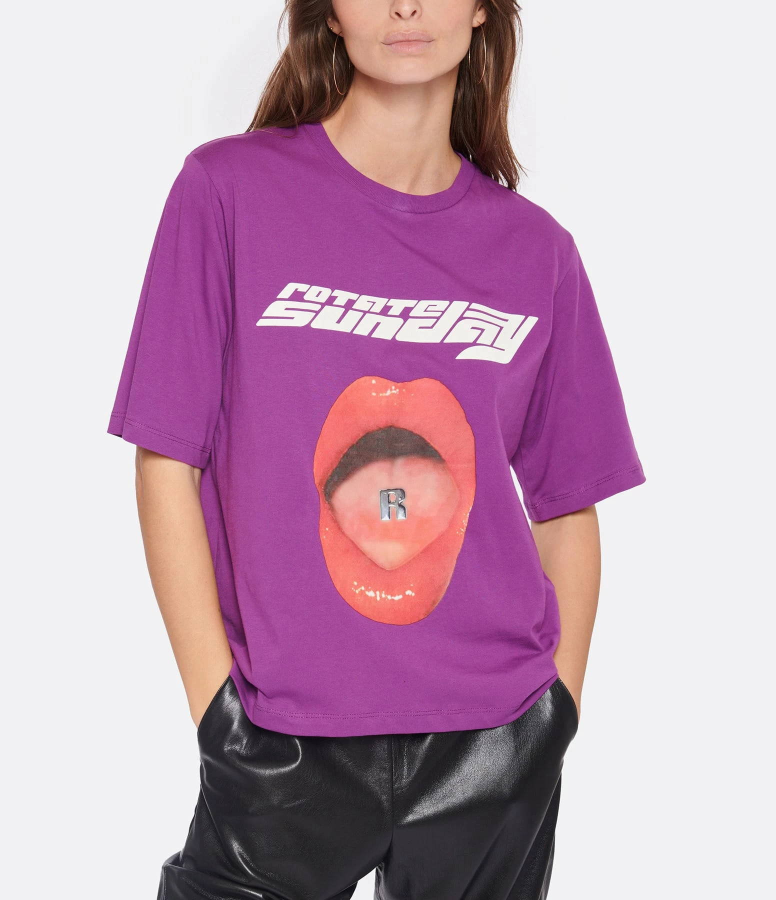 ROTATE Tee-shirt Lips Coton Raisin, Capsule Sunday – Image 3