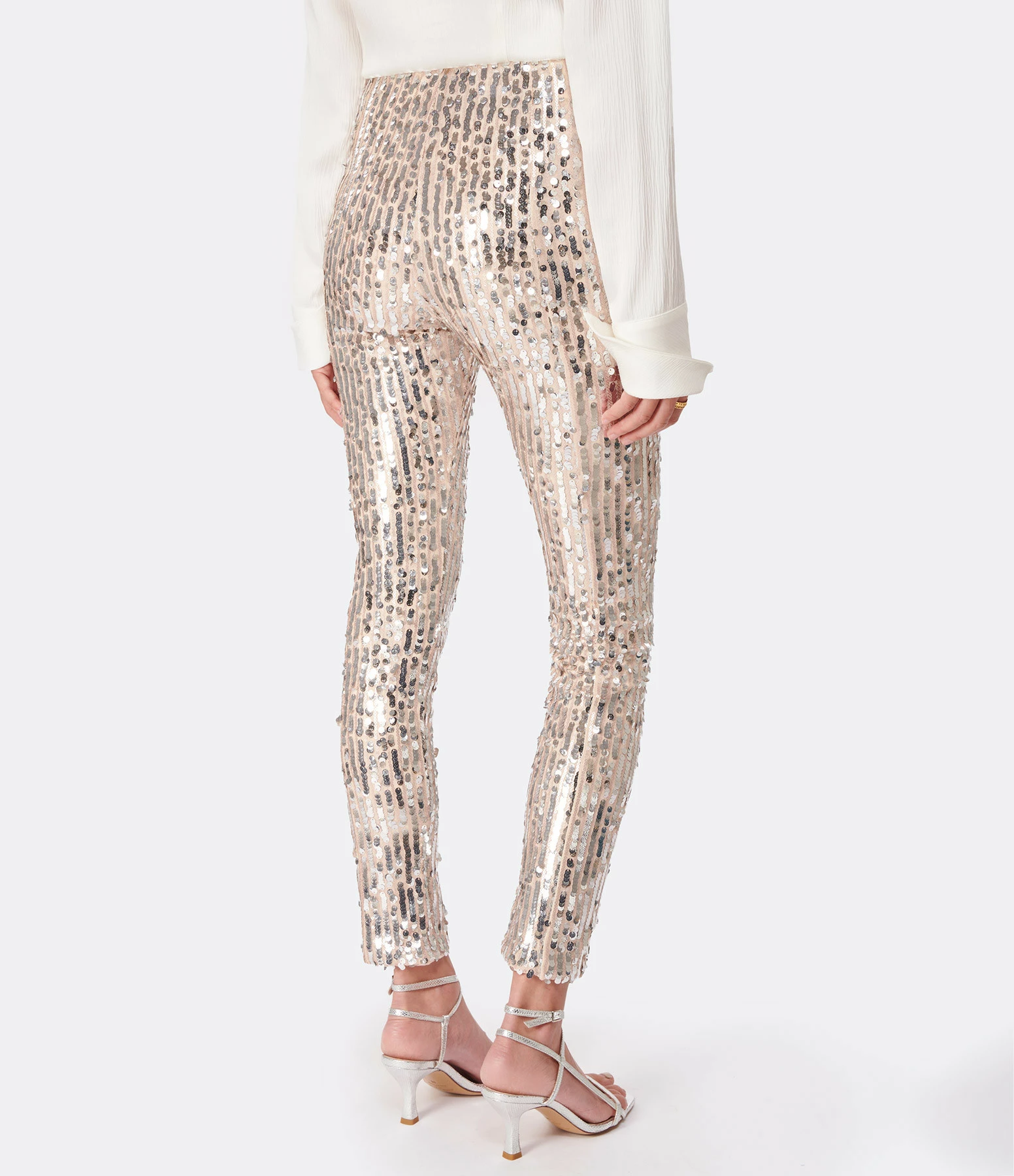 ROTATE Leggings Jean Sequin Argenté – Image 6