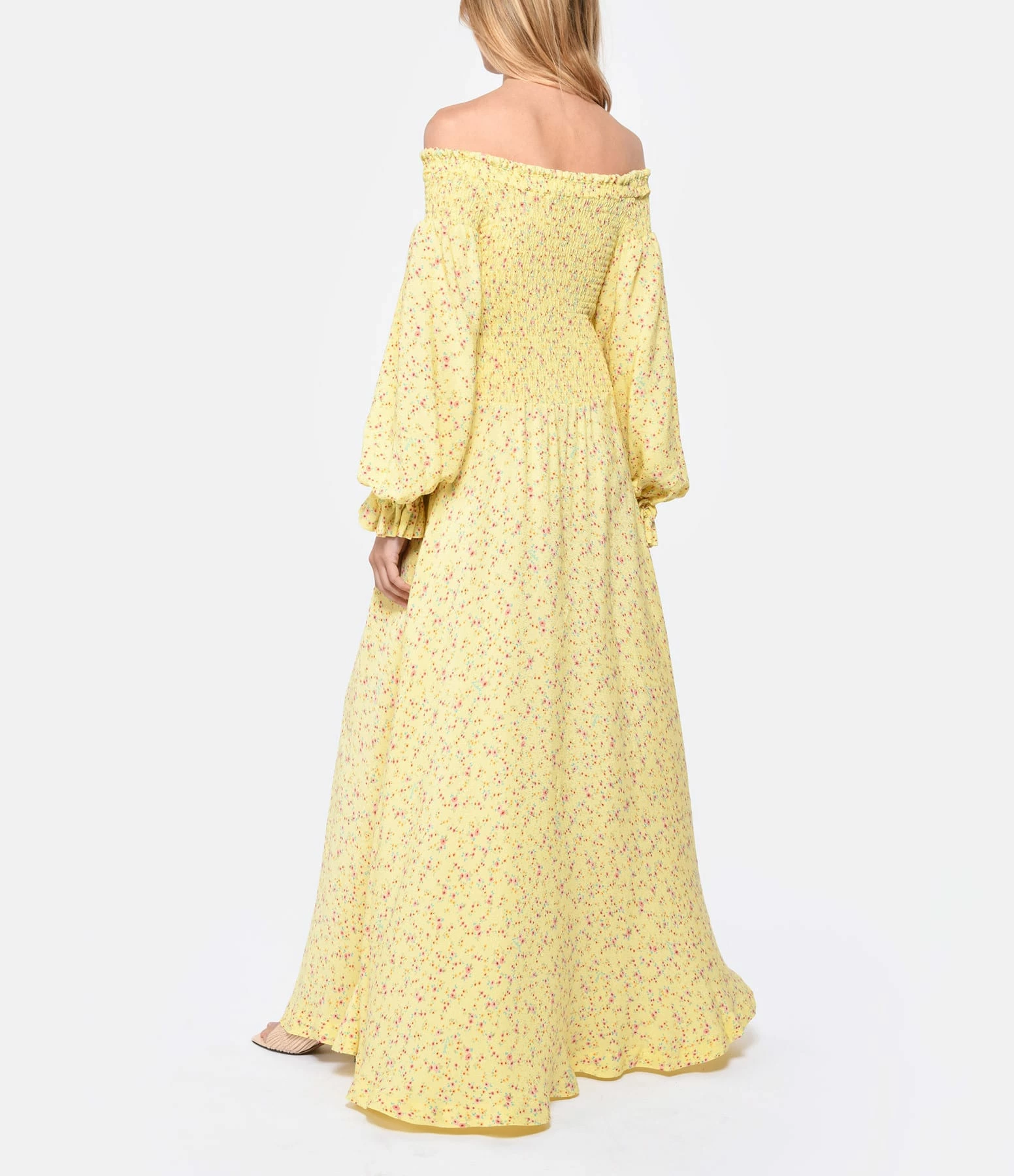 ROTATE Robe Fluide Jacquard Jaune – Image 3