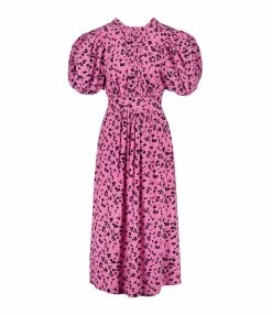 ROTATE Robe Bouffante Jacquard Rose