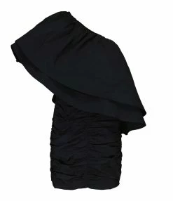 ROTATE Robe Asymétrique Plissée Noir