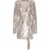 ROTATE Robe Wrap Bridget Sequin Argenté