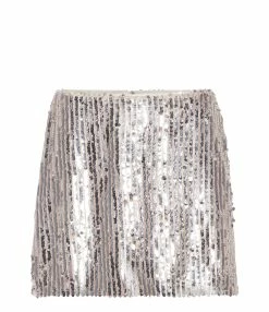 ROTATE Jupe Mini Oliria Sequin Argenté