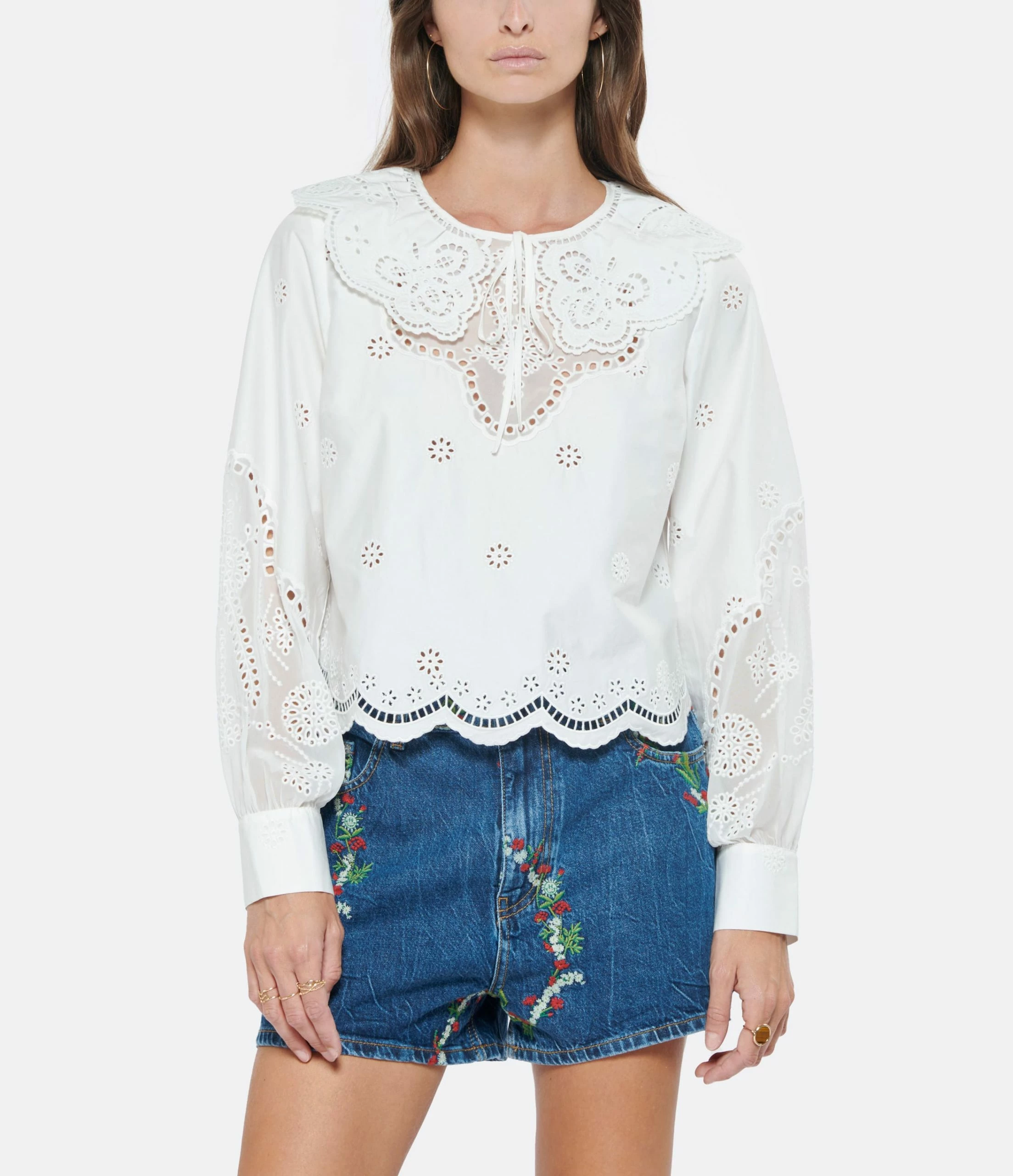 SELF PORTRAIT Blouse Broderie Anglaise Coton Blanc – Image 3