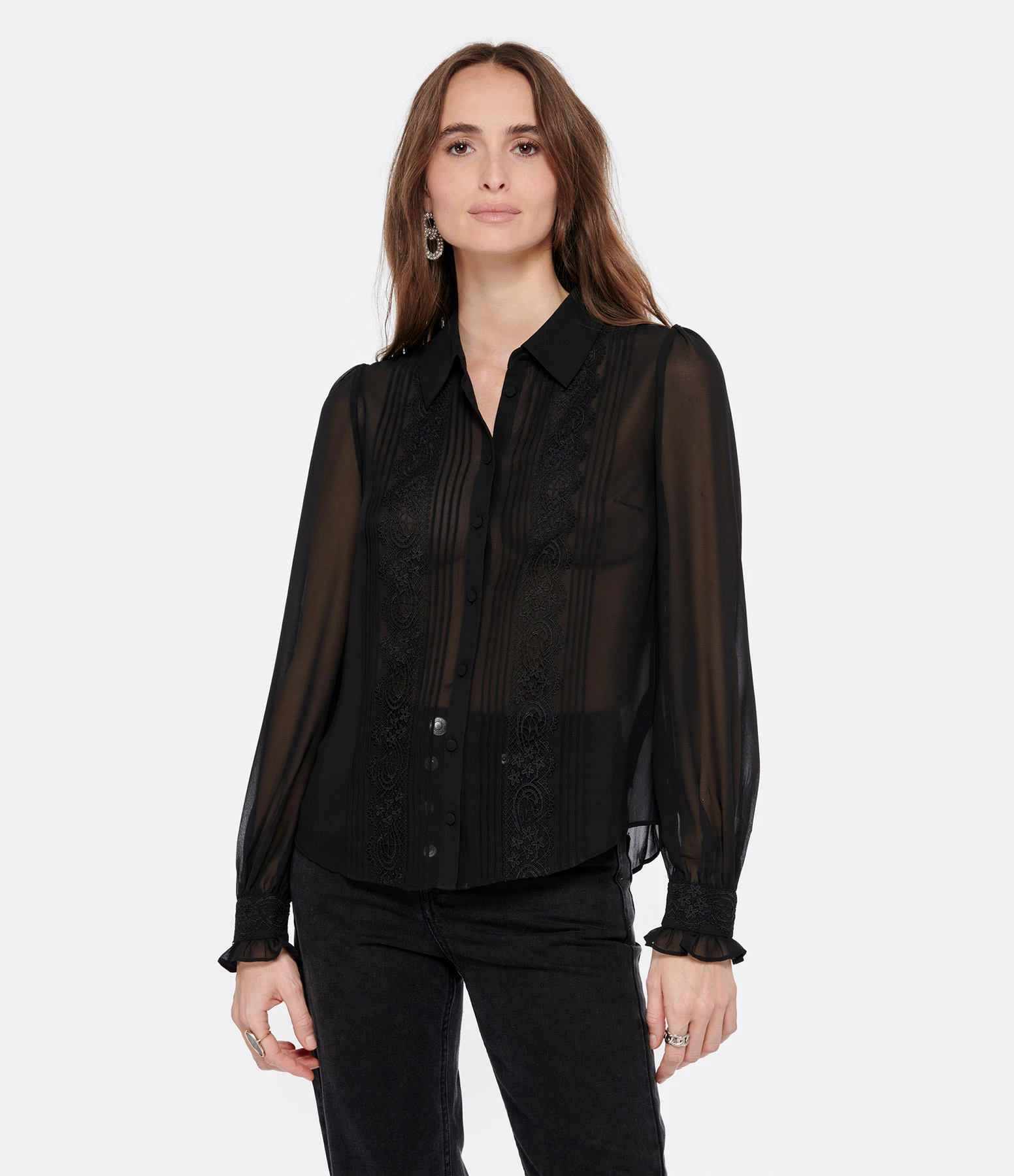 SELF PORTRAIT Chemise Noire 5 SELF PORTRAIT Chemise Noire – Image 3