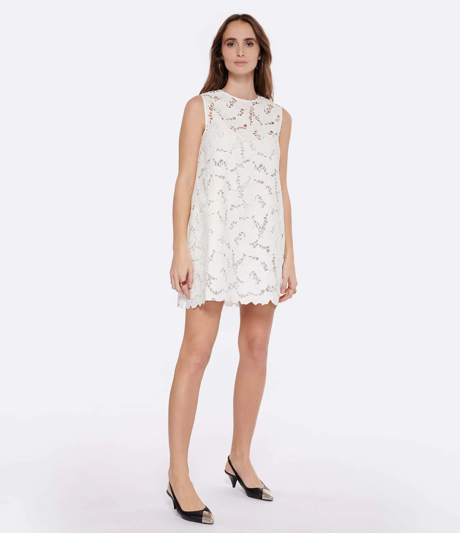 SELF PORTRAIT Robe Mini Dentelle Blanc – Image 3