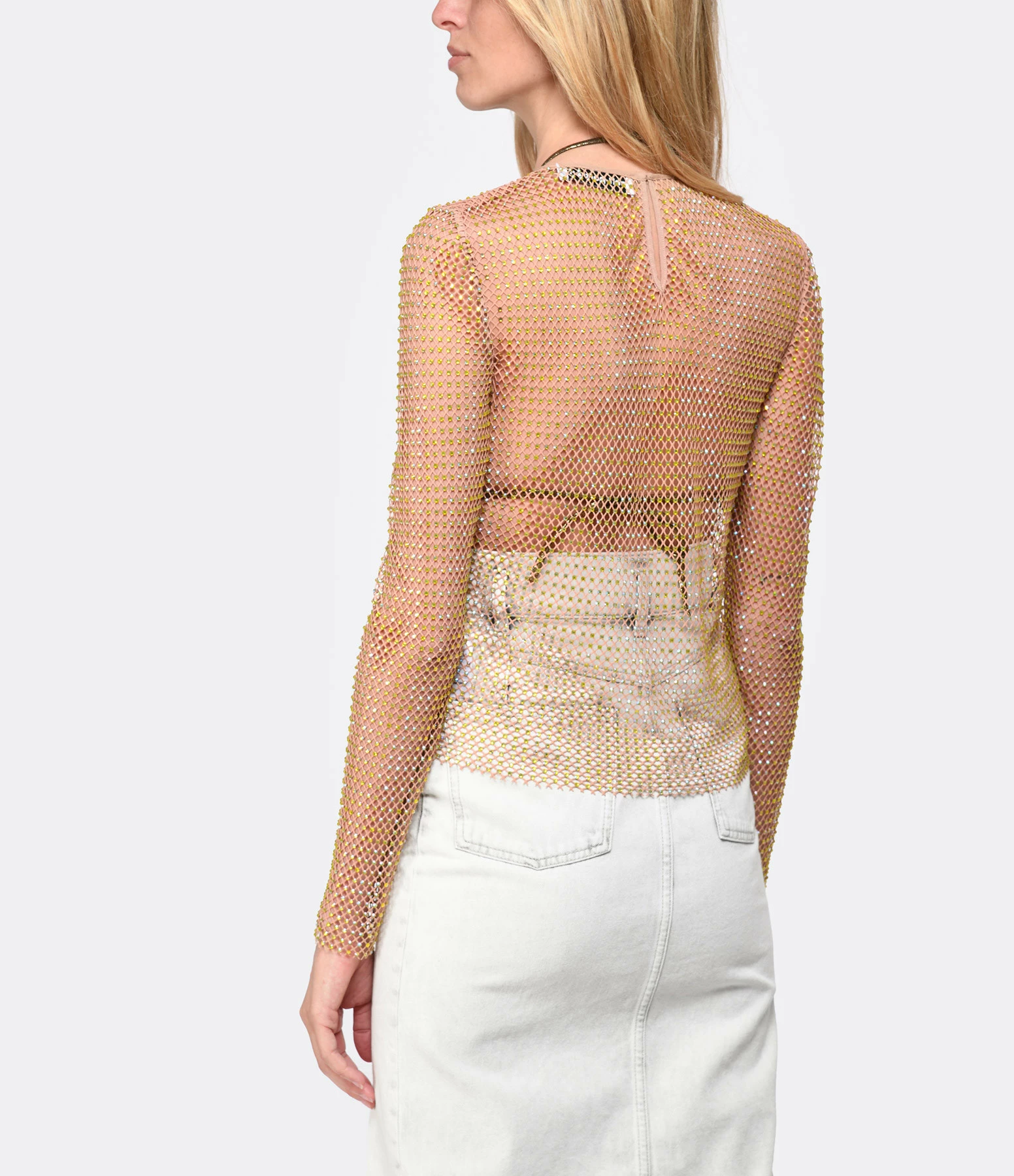 SELF PORTRAIT Top Hotfix Résille Fauve – Image 6