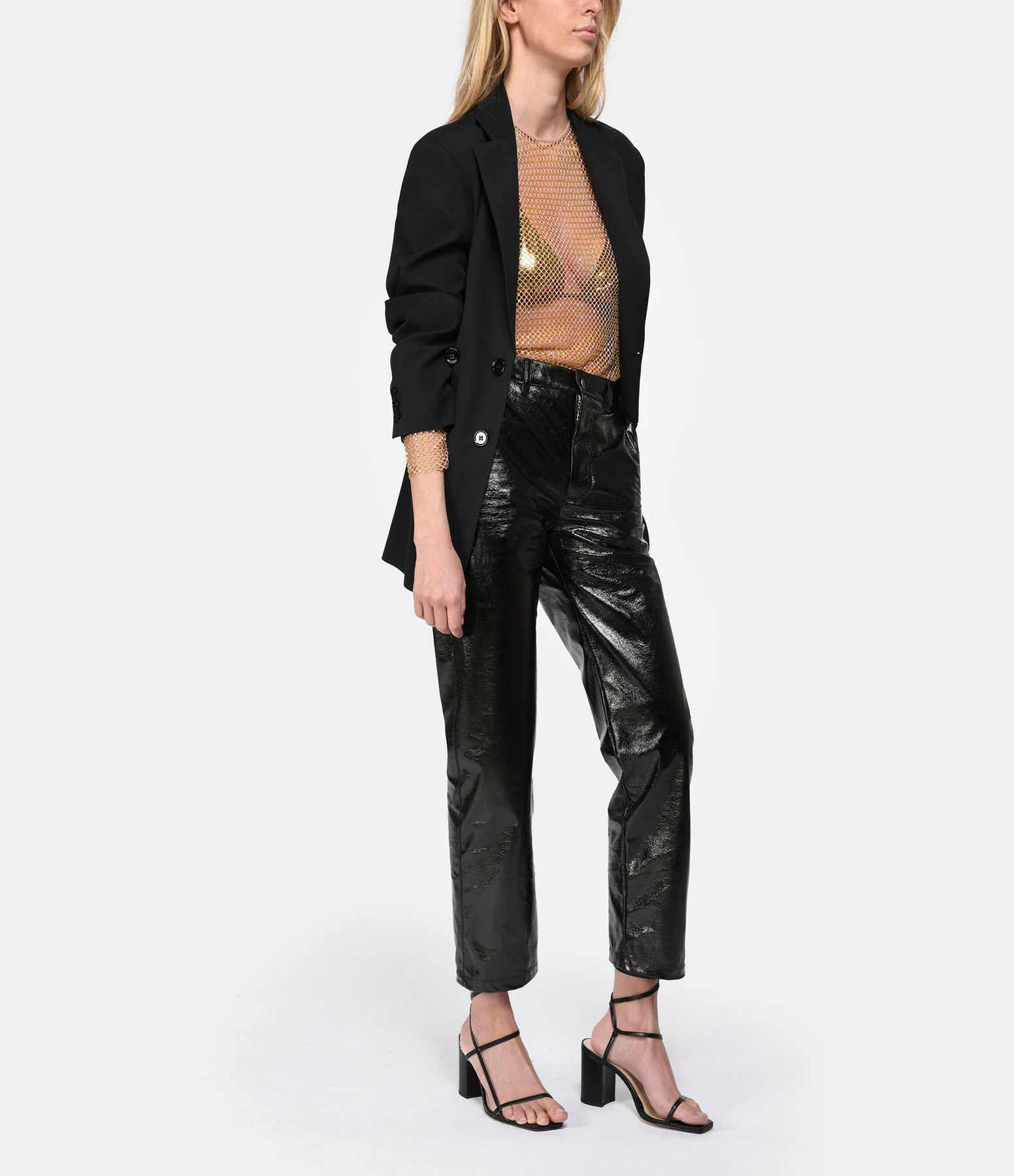 SELF PORTRAIT Top Hotfix Résille Fauve – Image 4