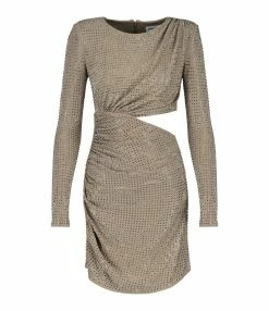 SELF PORTRAIT Robe Maxi Mesh Gris