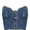 SELF PORTRAIT Top Court Bustier Denim Bleu