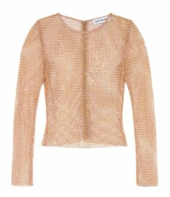 SELF PORTRAIT Top Hotfix Résille Fauve