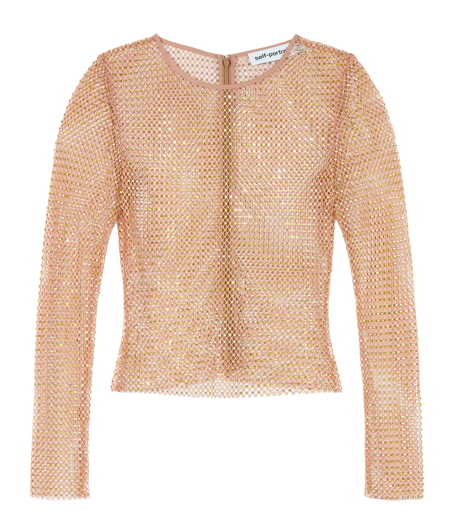 SELF PORTRAIT Top Hotfix Résille Fauve