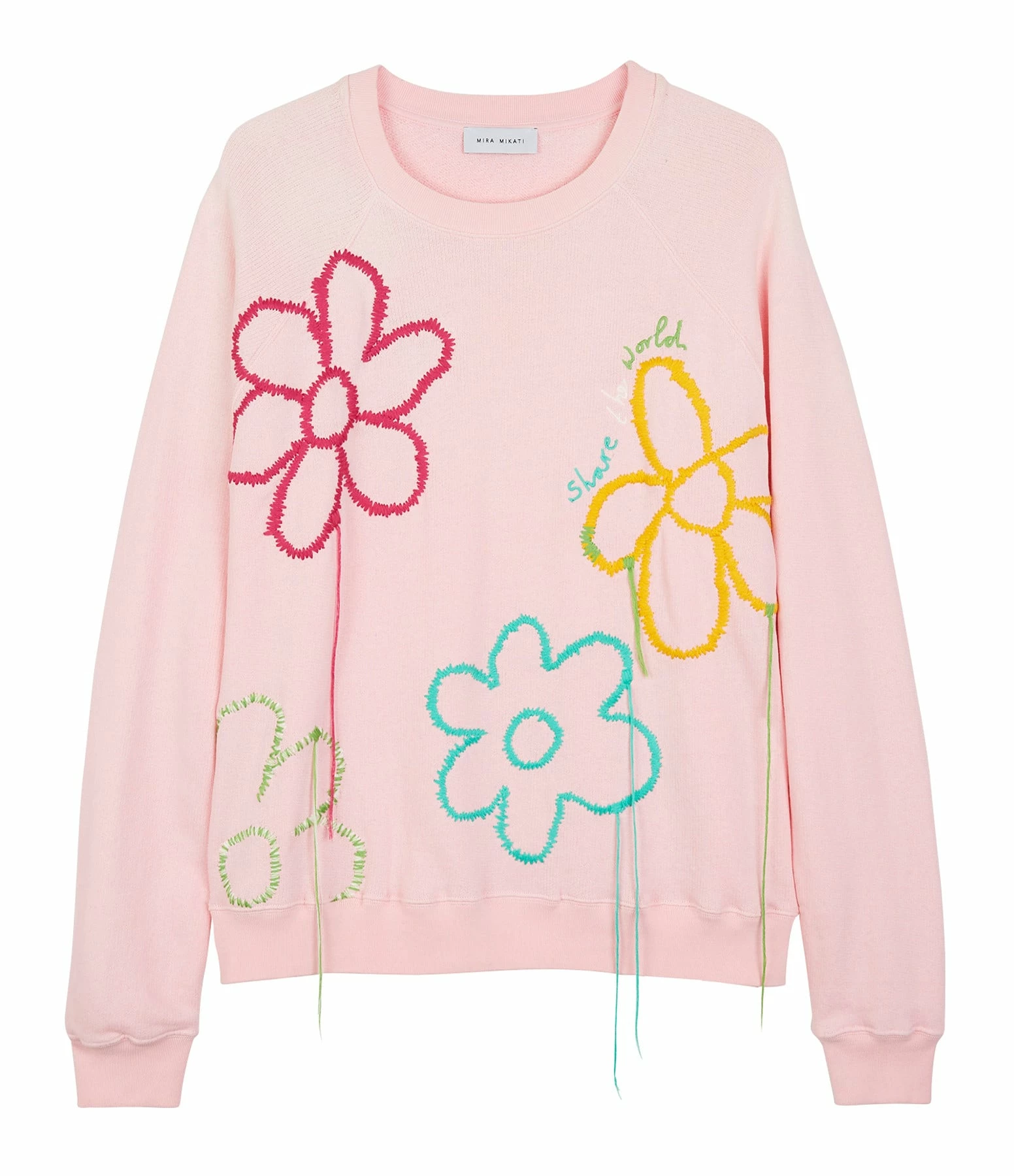 MIRA MIKATI Pull Raglan Broderie Coton Biologique Rose