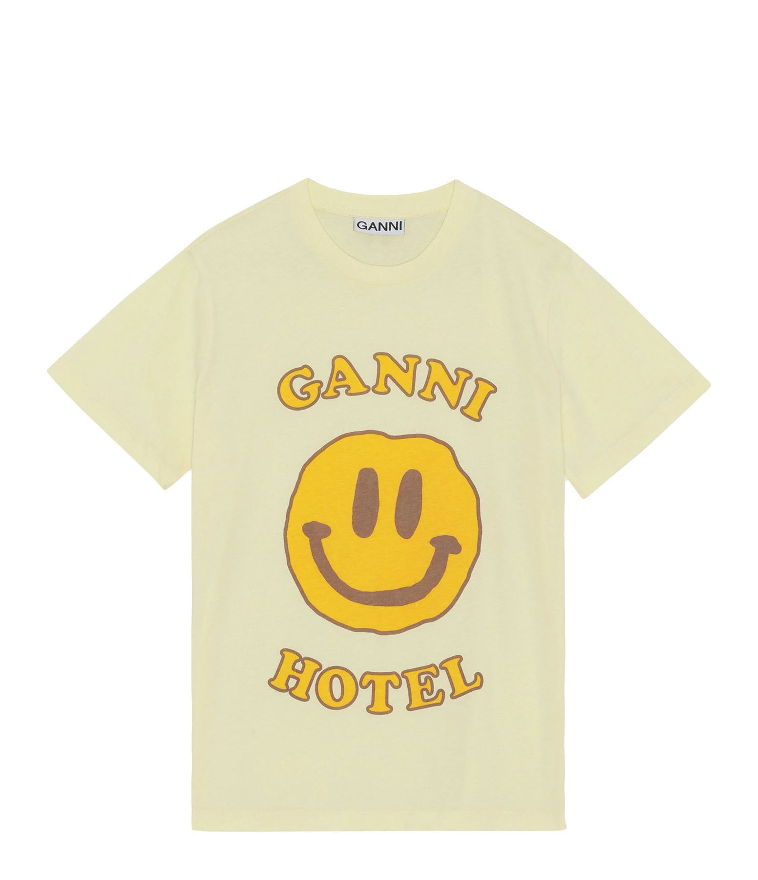 Ganni Tee-shirt Smiley Coton Jaune