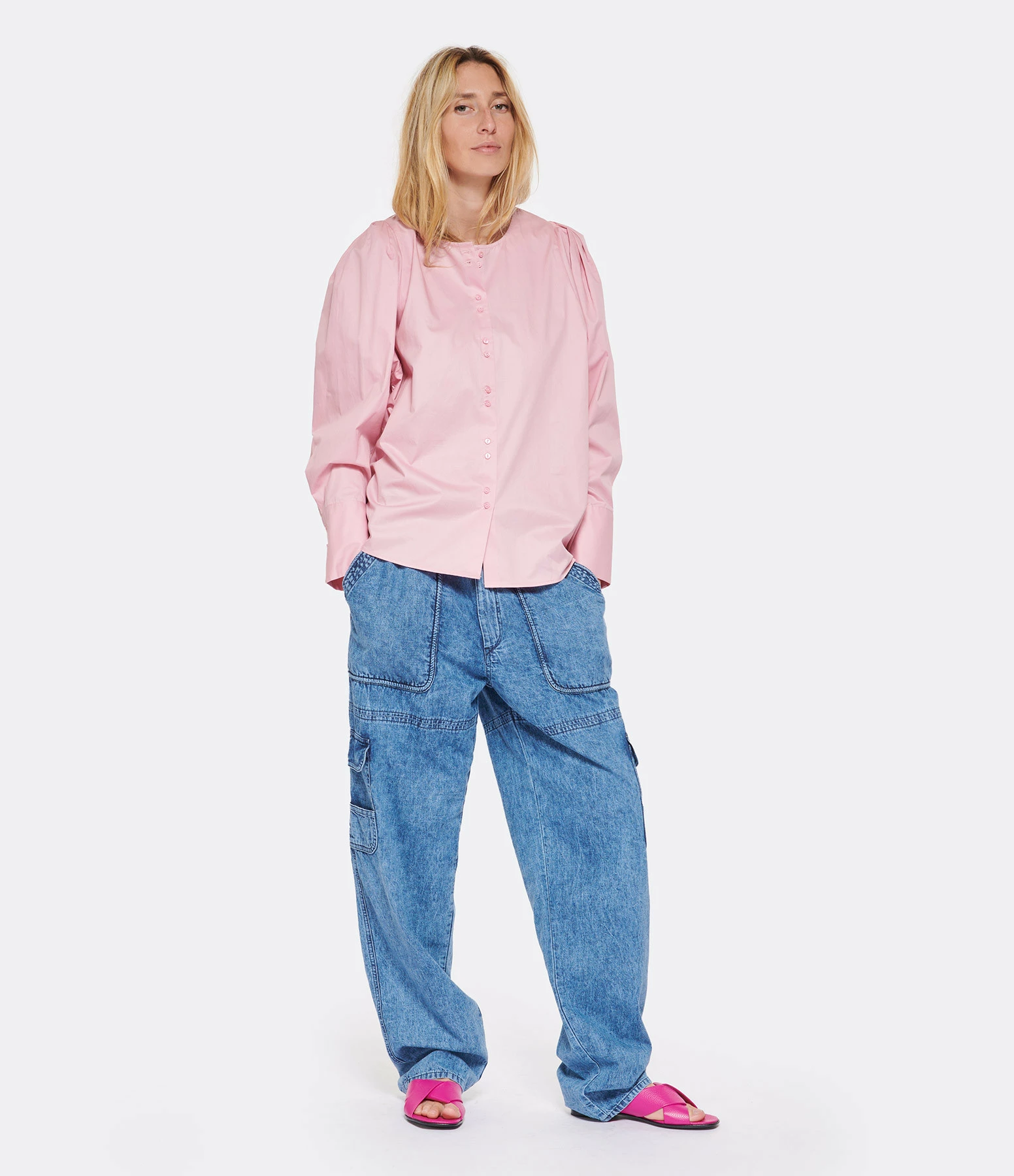 Tara Jarmon Blouse Citron Coton Vieux Rose 6 Tara Jarmon Blouse Citron Coton Vieux Rose – Image 4