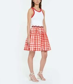 Tara Jarmon Jupe Courte Joilita Coton Rouge 9 Tara Jarmon Jupe Courte Joilita Coton Rouge -Boutique de vente ZIMMERMANN taraj look20230228 270