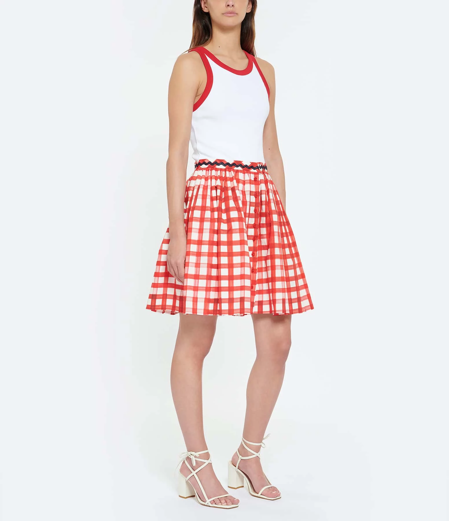 Tara Jarmon Jupe Courte Joilita Coton Rouge 5 Tara Jarmon Jupe Courte Joilita Coton Rouge – Image 3