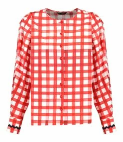 Tara Jarmon Blouse Carreaux Coton Rouge