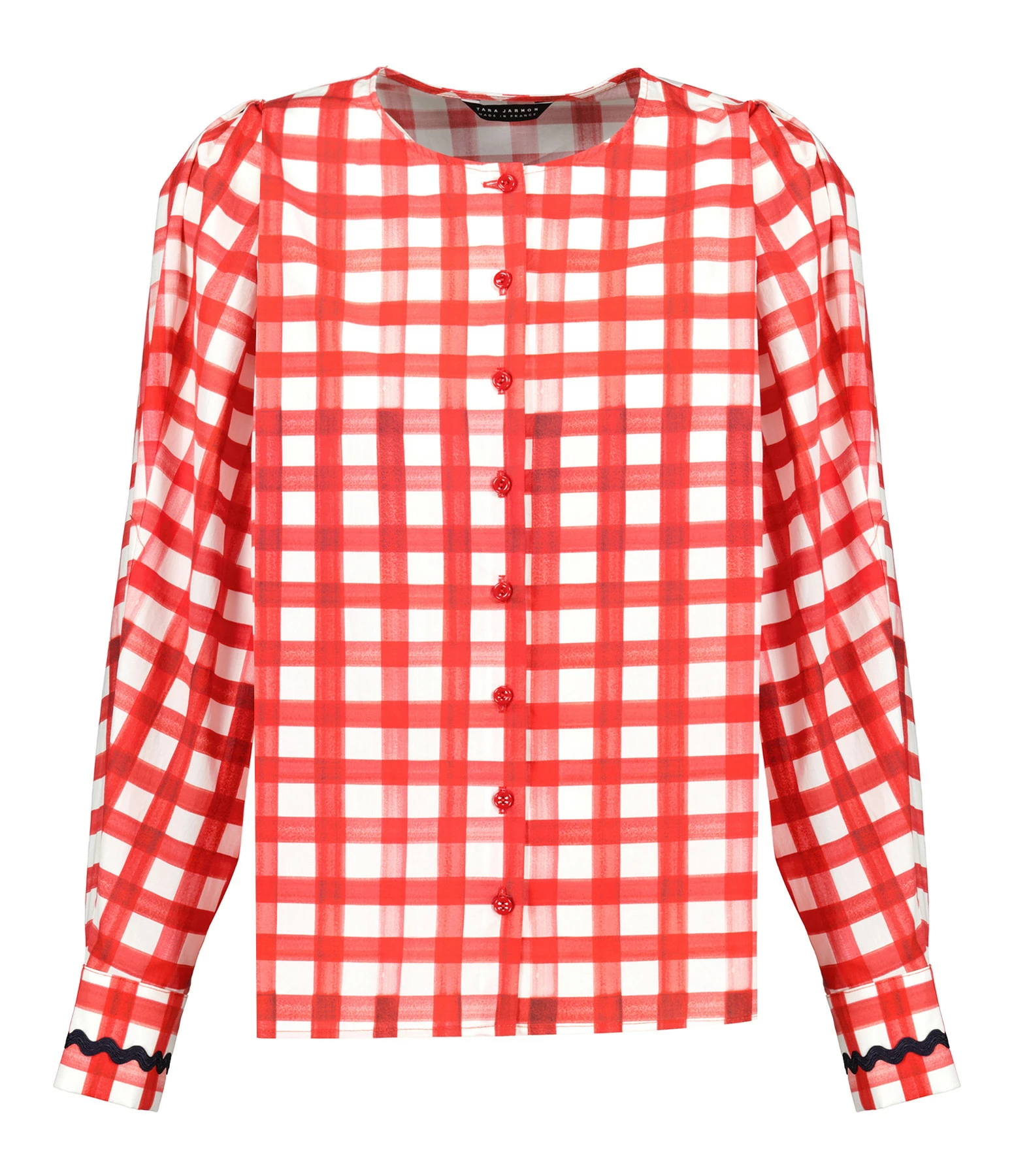 Tara Jarmon Blouse Carreaux Coton Rouge