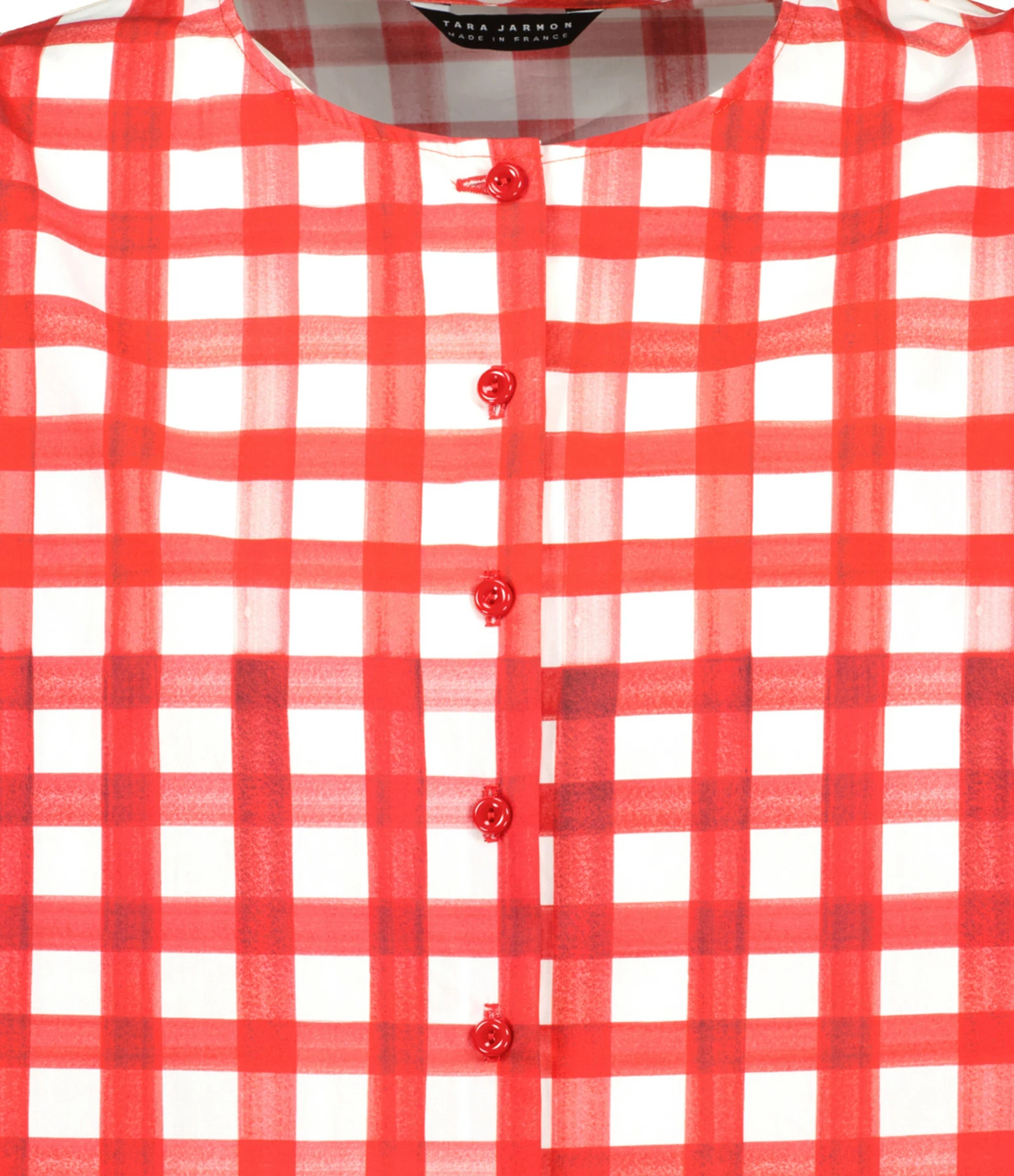 Tara Jarmon Blouse Carreaux Coton Rouge – Image 2