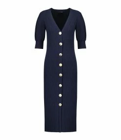 Tara Jarmon Robe Mi-Longue Raphaelle Coton Nocturne