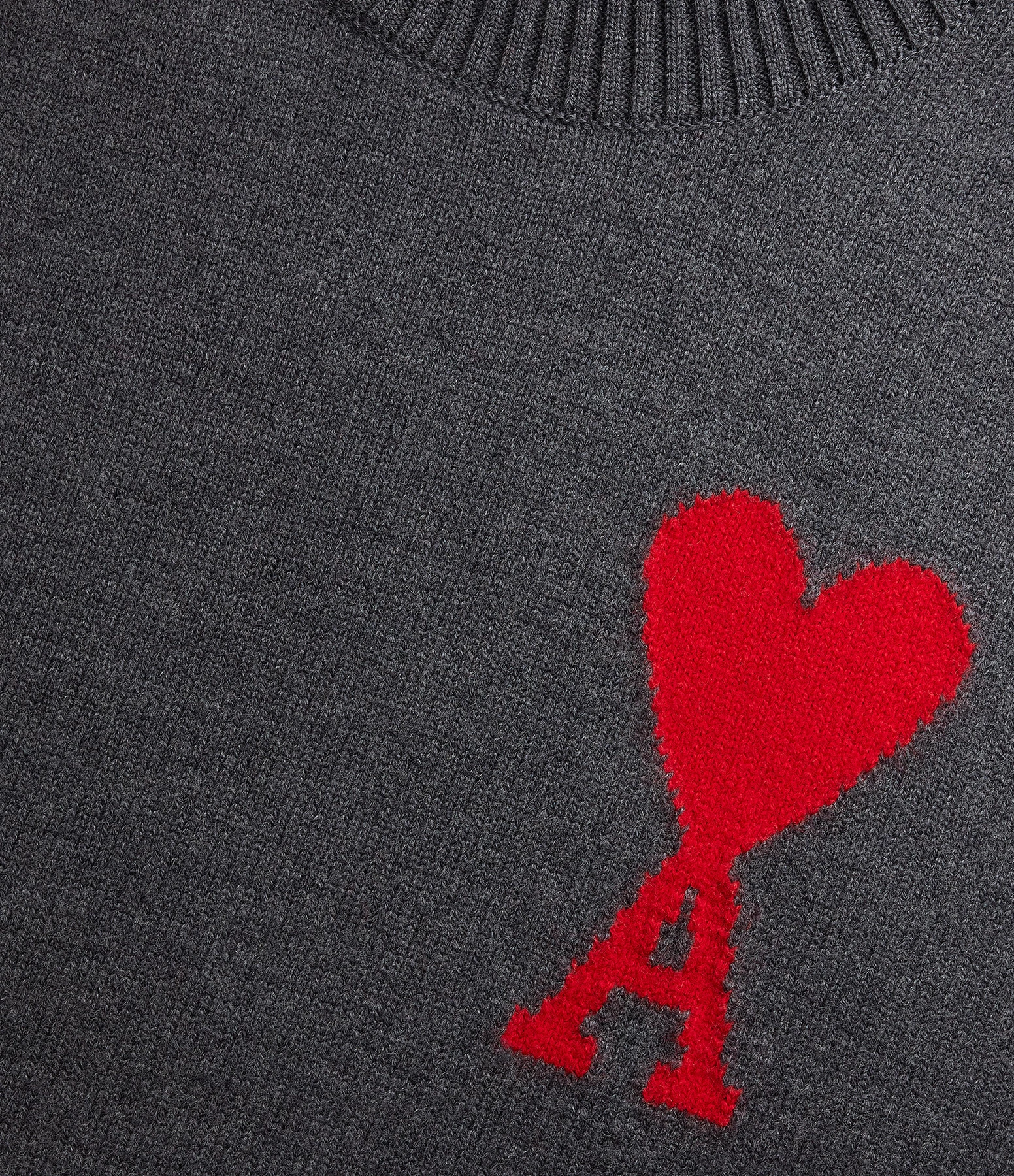 AMI Paris Pull Unisexe Ami De Cœur Laine Gris Rouge 4 AMI Paris Pull Unisexe Ami De Cœur Laine Gris Rouge – Image 2