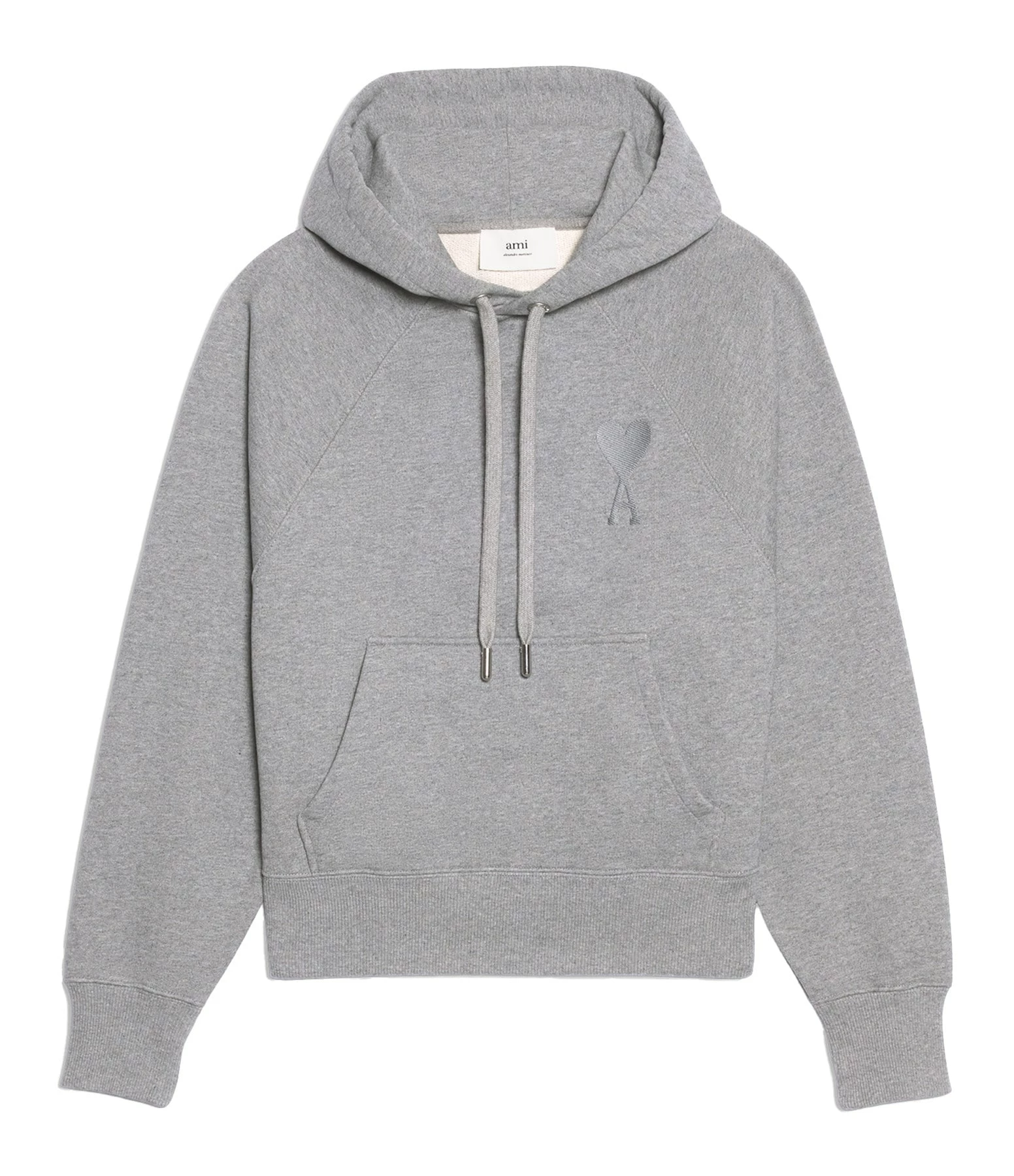 AMI Paris Sweatshirt Hoodie Unisexe Ami De Cœur Coton Bio Gris Chiné 3 AMI Paris Sweatshirt Hoodie Unisexe Ami De Cœur Coton Bio Gris Chiné