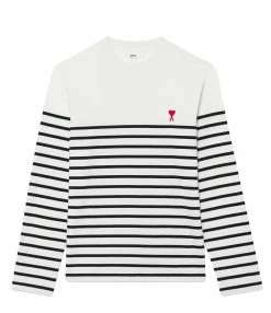 AMI Paris Marinière Unisexe Ami De Cœur Coton Biologique Blanc Noir