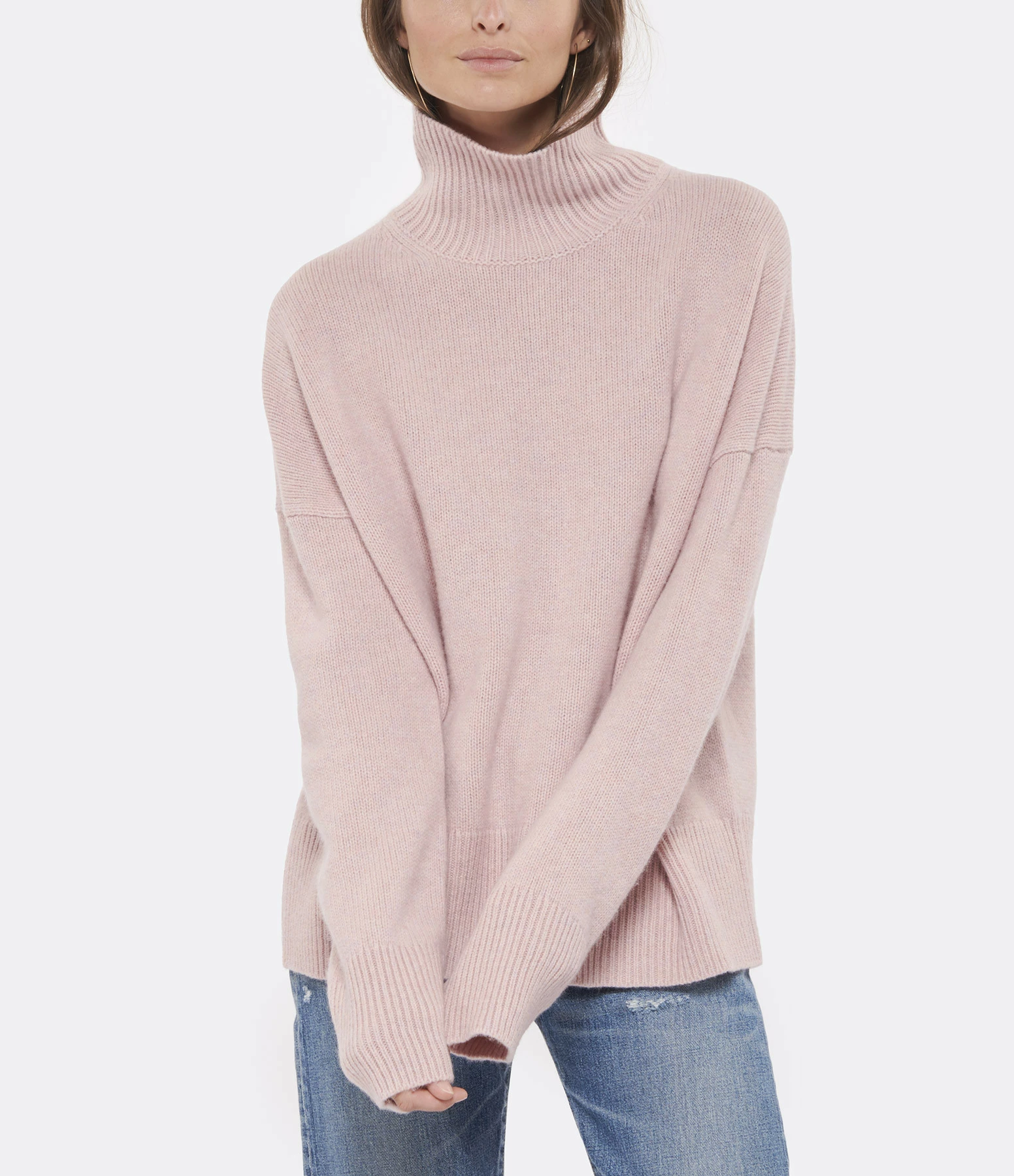 Vanessa Bruno Pull Col Roulé Malo Laine Rose Poudré – Image 3