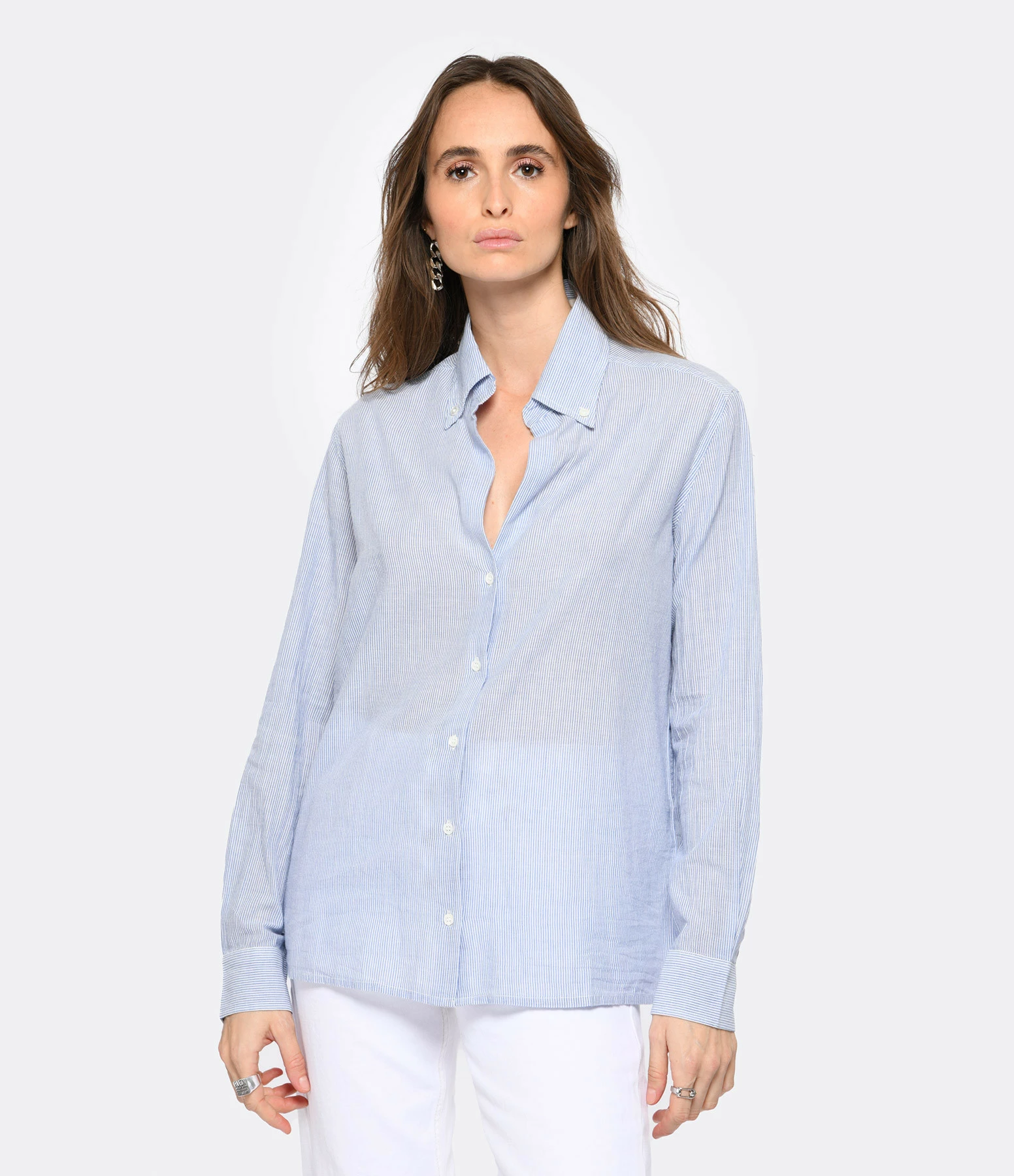 Vanessa Bruno Chemise Druyat Blanc Bleu 5 Vanessa Bruno Chemise Druyat Blanc Bleu – Image 3