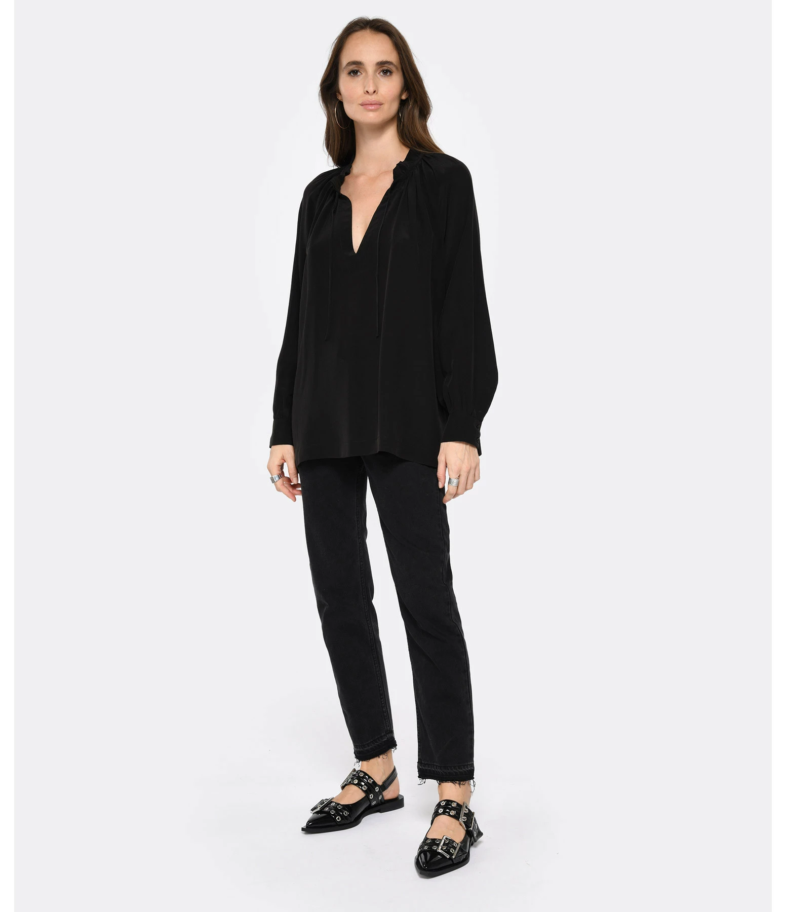 Vanessa Bruno Chemise Anita Soie Noir – Image 4