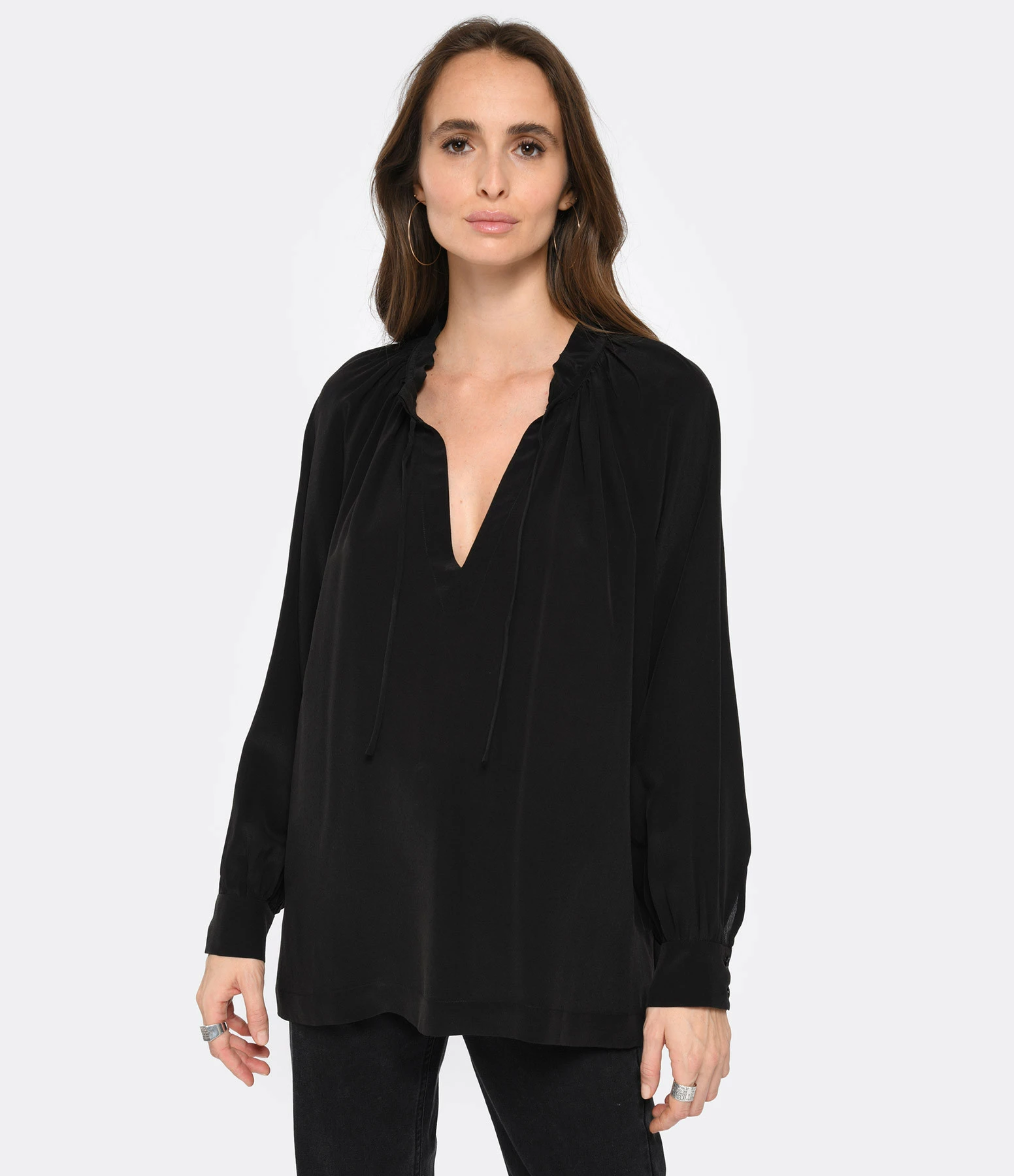 Vanessa Bruno Chemise Anita Soie Noir – Image 3