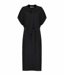 Vanessa Bruno Robe Midi Amarilla Soie Noir