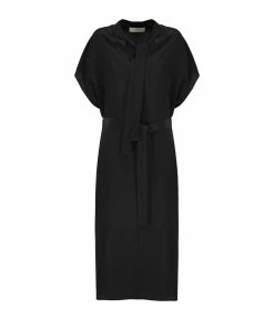 Vanessa Bruno Robe Midi Amarilla Soie Noir