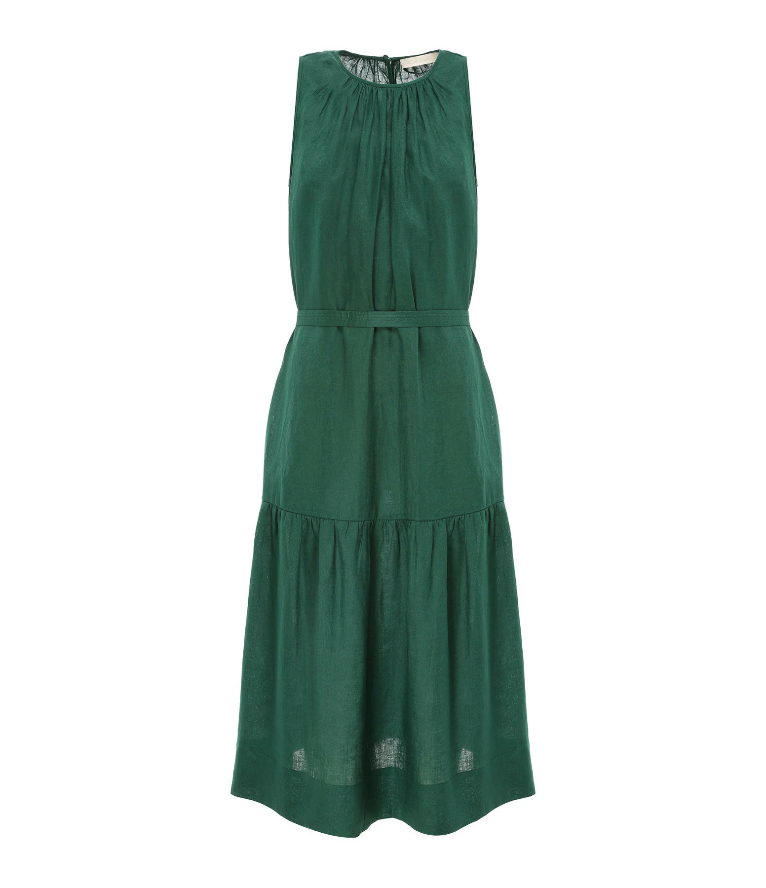 Vanessa Bruno Robe Midi Roema Lin Vert Fonce