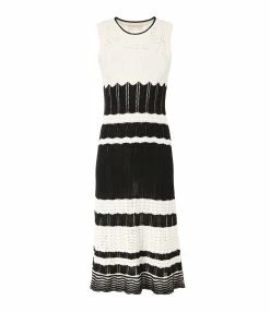 Vanessa Bruno Robe Midi Aimée Maille Écru Noir