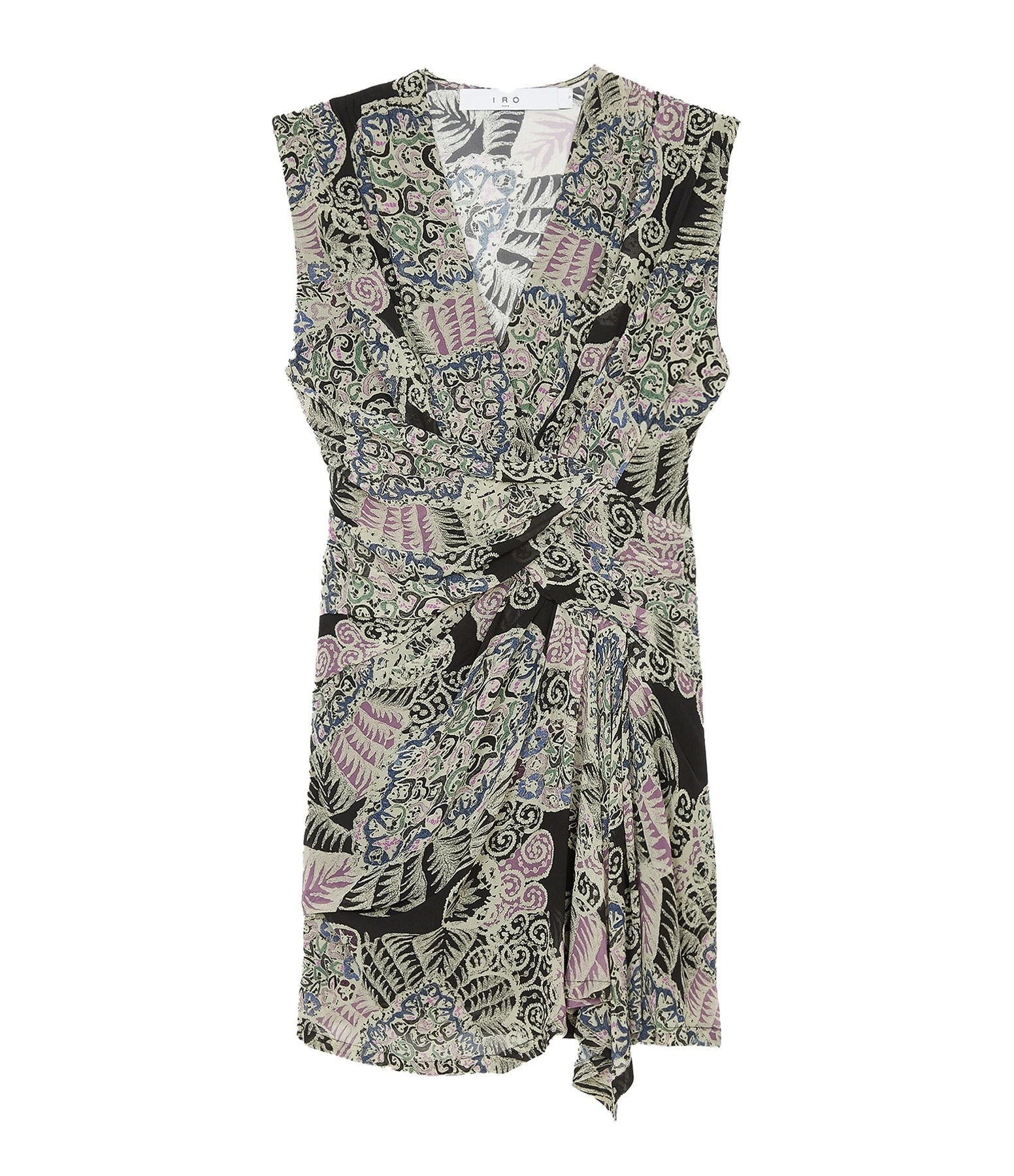 IRO Robe Rolina Soie Imprimé Vert